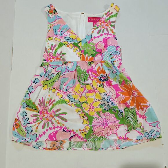Lilly Pulitzer For Target Nosey Posey Babydoll Top-Small-Sleeveless-Exposed Zip - Picture 2 of 10